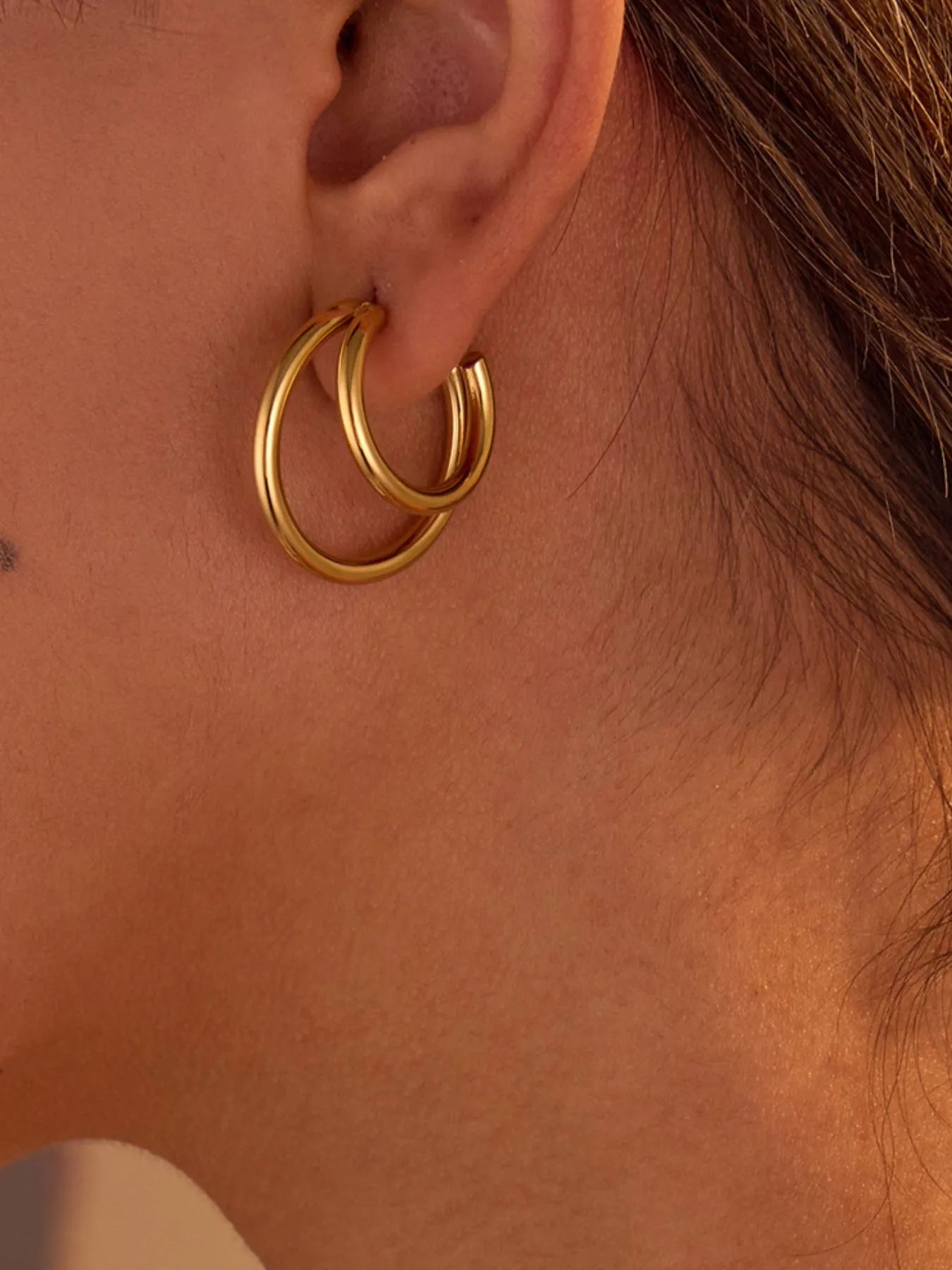 Double Shine Hoops – Stainless Steel | Elegant Jewelry by Drop Charm
