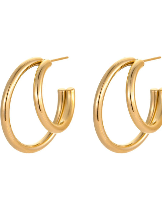 Double Shine Hoops – Stainless Steel | Elegant Jewelry by Drop Charm