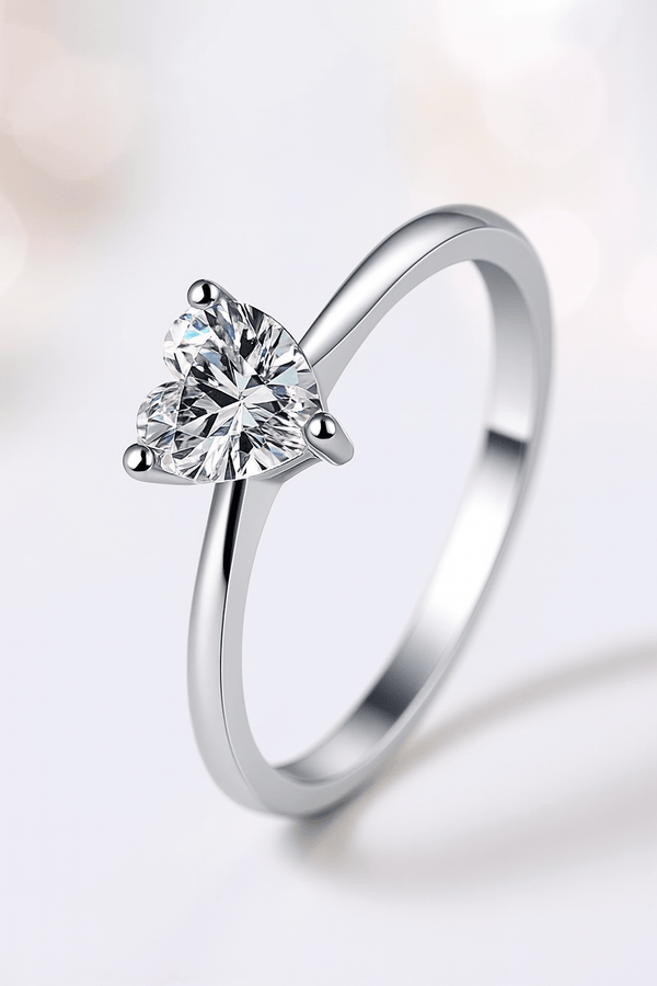 Forever Heart Moissanite Ring - 925 Sterling Silver | Elegant Jewelry by Drop Charm