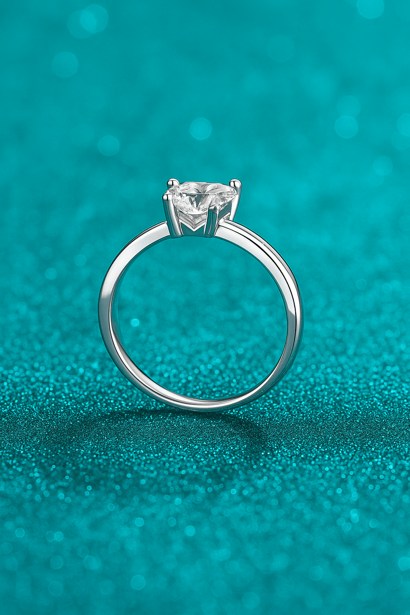 Forever Heart Moissanite Ring - 925 Sterling Silver | Elegant Jewelry by Drop Charm