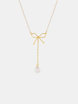 Golden Bowdrop Pearl Necklace | Elegant Jewelry by Drop Charm
