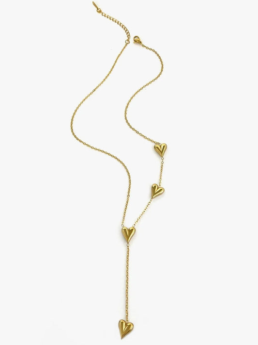 Golden Cascade Heart Necklace | Elegant Jewelry by Drop Charm