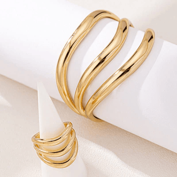 Golden Curve Set | Elegant Jewelry by Drop Charm