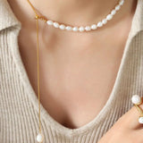 Golden Grace Pearl Necklace | Elegant Jewelry by Drop Charm