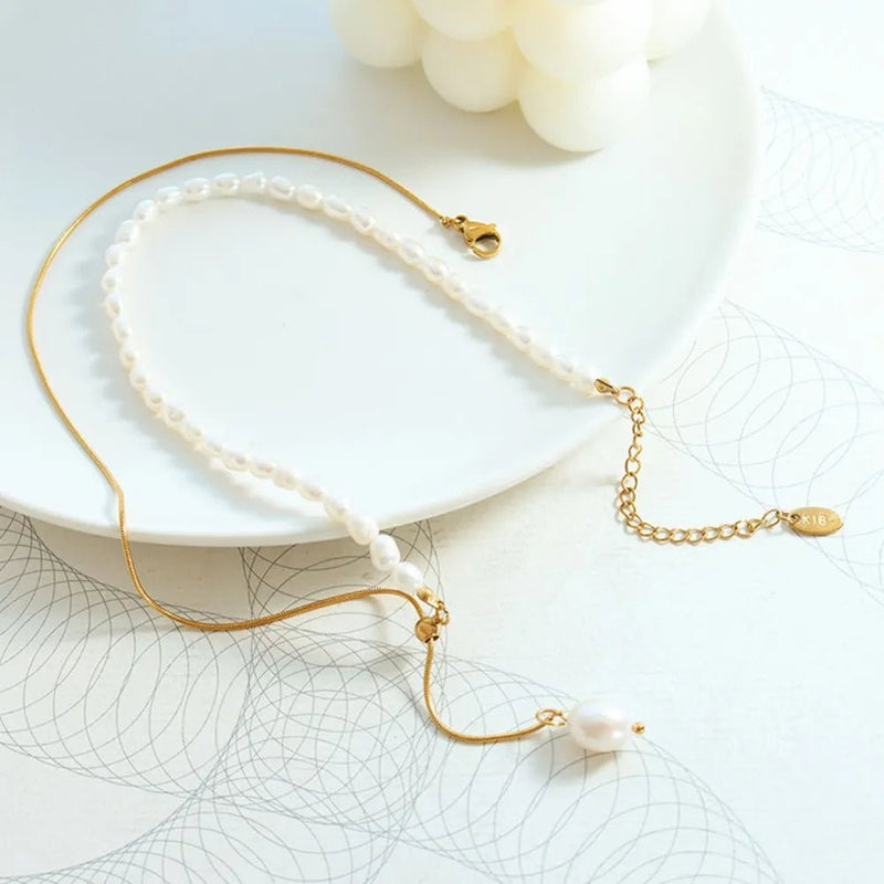 Golden Grace Pearl Necklace | Elegant Jewelry by Drop Charm