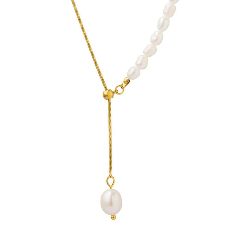 Golden Grace Pearl Necklace | Elegant Jewelry by Drop Charm