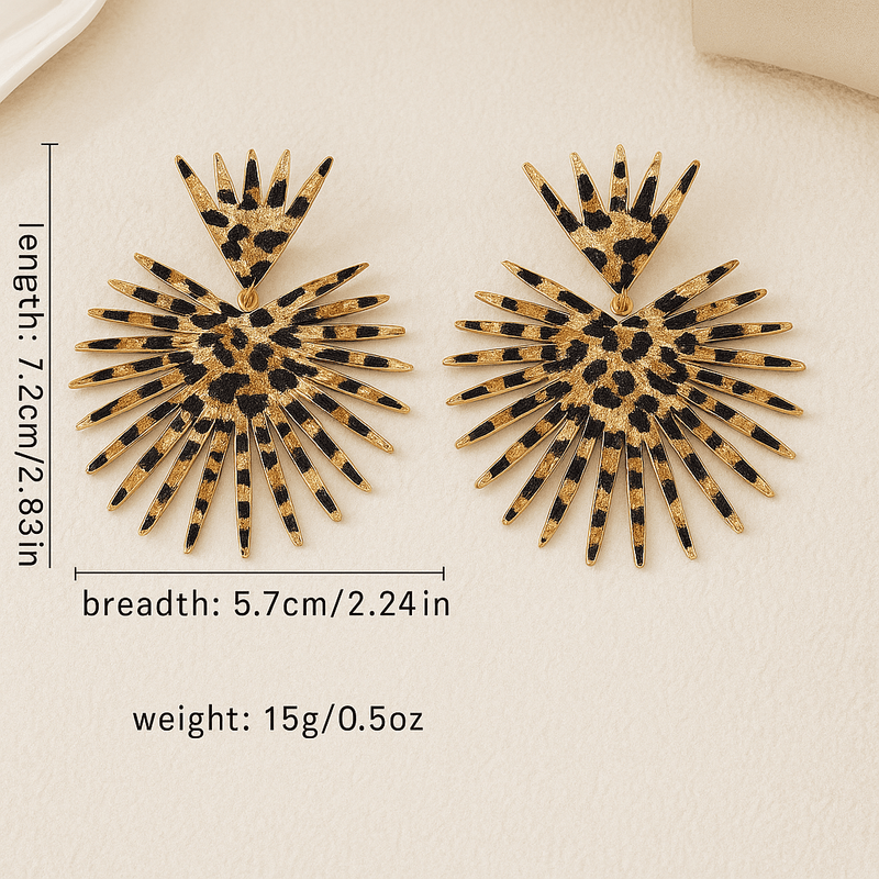 Leopard Luxe Fanburst Earrings | Elegant Jewelry by Drop Charm