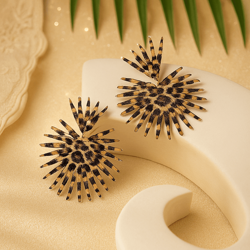 Leopard Luxe Fanburst Earrings | Elegant Jewelry by Drop Charm