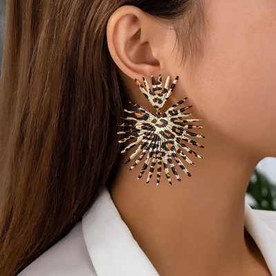 Leopard Luxe Fanburst Earrings | Elegant Jewelry by Drop Charm