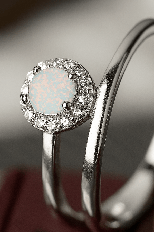 Lunar Opal Bypass Ring – 925 Sterling Silver | Elegant Jewelry by Drop Charm