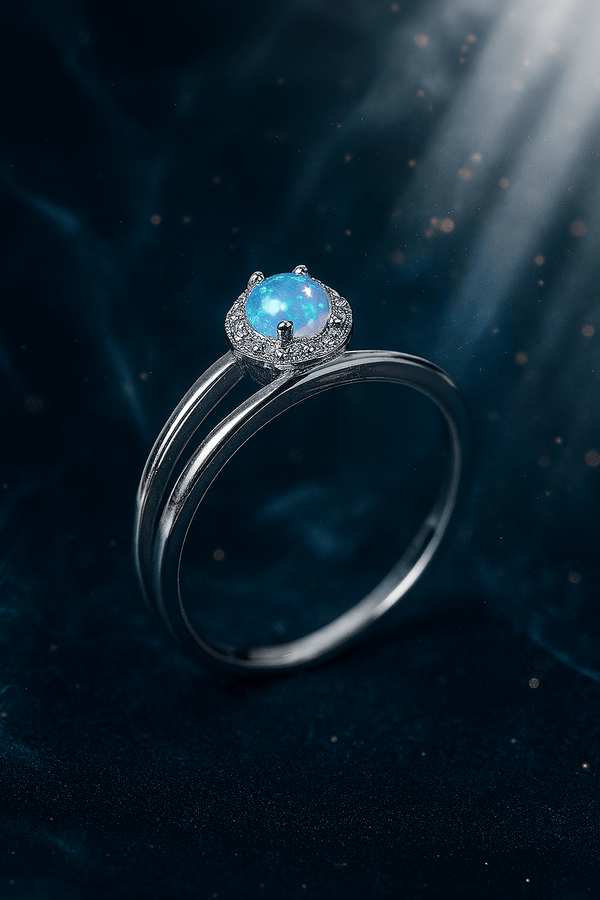 Lunar Opal Bypass Ring – 925 Sterling Silver | Elegant Jewelry by Drop Charm
