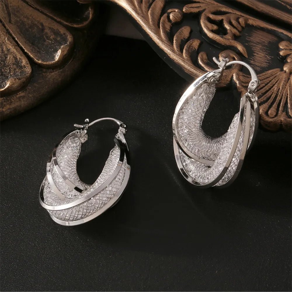 Luxe Curve Hoops – Glass Stone Edition | Elegant Jewelry by Drop Charm