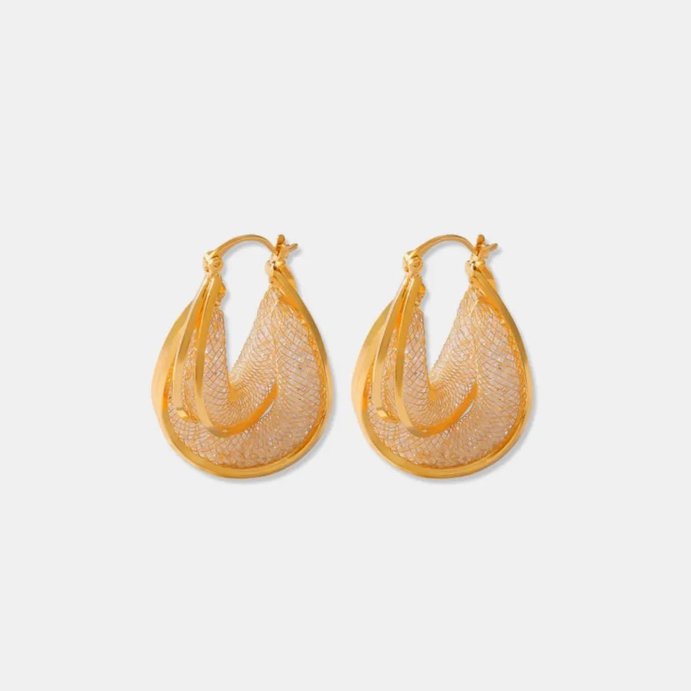 Luxe Curve Hoops – Glass Stone Edition | Elegant Jewelry by Drop Charm