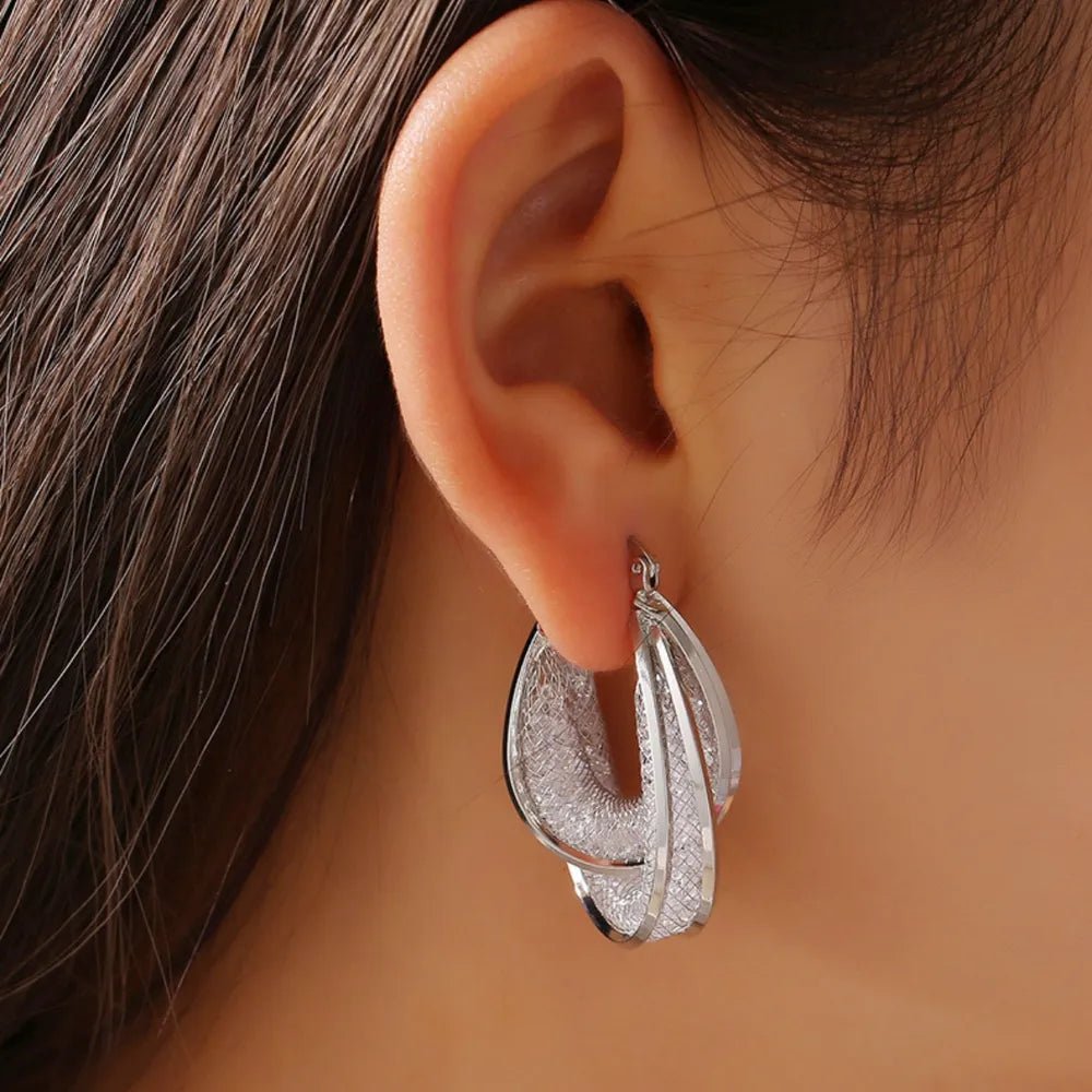 Luxe Curve Hoops – Glass Stone Edition | Elegant Jewelry by Drop Charm