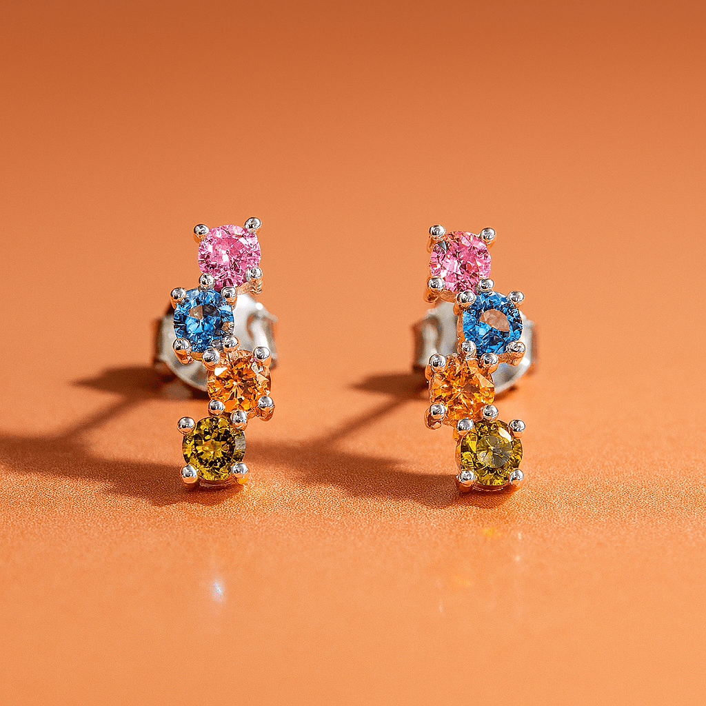 Pastel Sparkle Studs – 925 Sterling Silver | Elegant Jewelry by Drop Charm