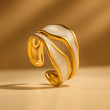 Pearly Wave Ring | Elegant Jewelry by Drop Charm