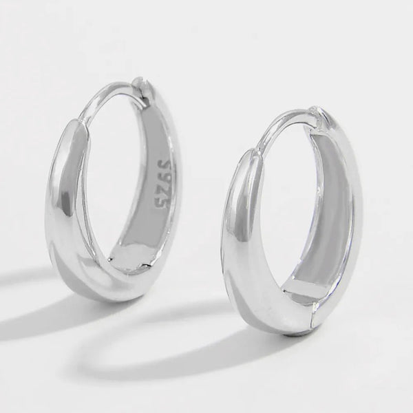 Pure Shine Huggie Earrings — 925 Sterling Silver | Elegant Jewelry by Drop Charm