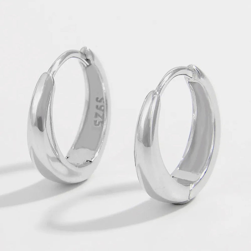 Pure Shine Huggie Earrings — 925 Sterling Silver | Elegant Jewelry by Drop Charm