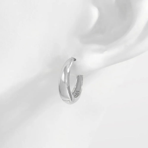 Pure Shine Huggie Earrings — 925 Sterling Silver | Elegant Jewelry by Drop Charm