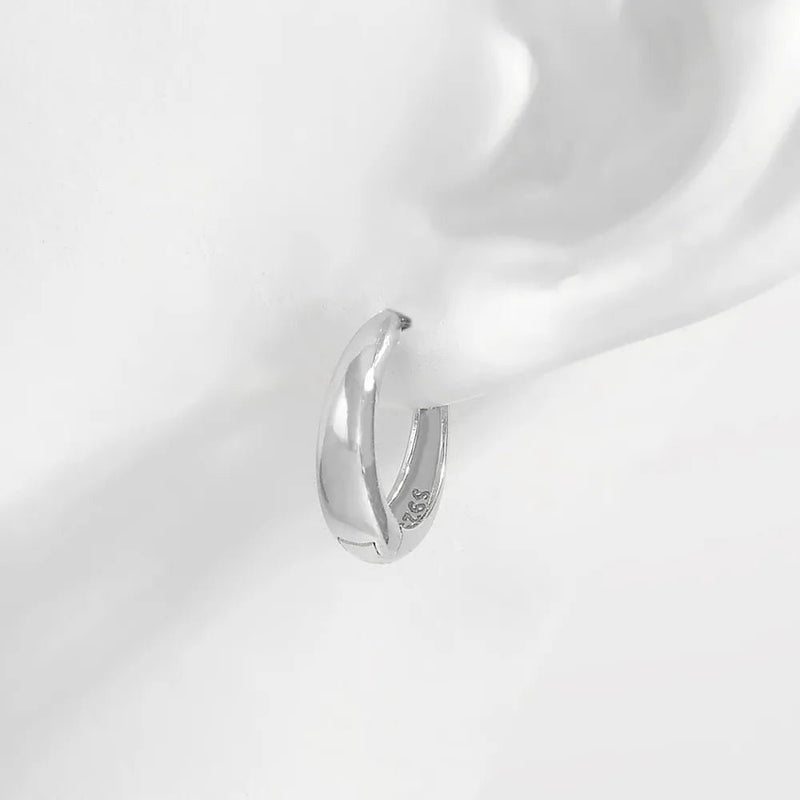 Pure Shine Huggie Earrings — 925 Sterling Silver | Elegant Jewelry by Drop Charm