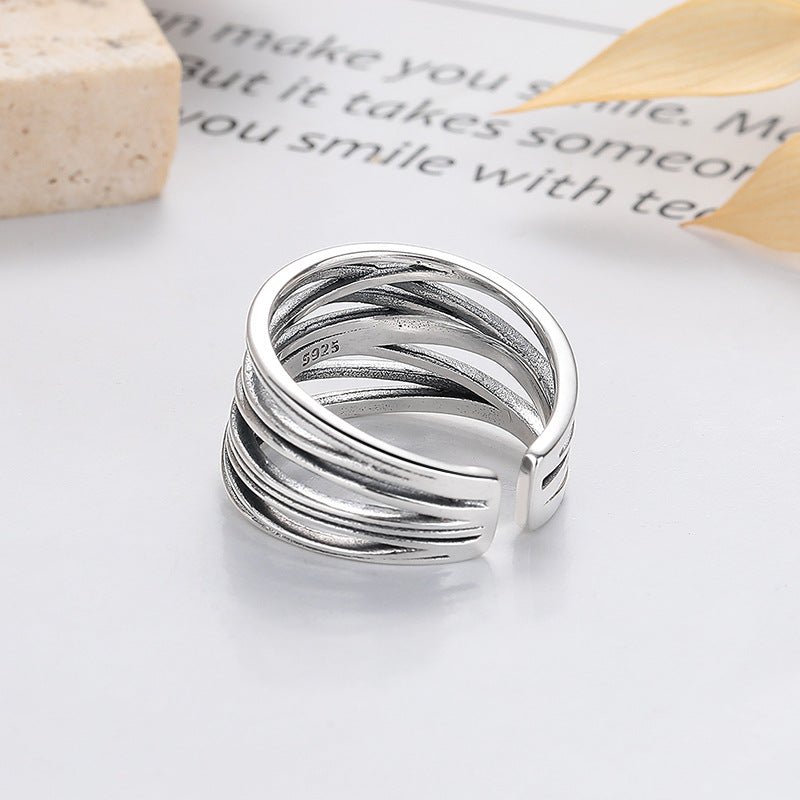 Winding Lines Ring – 925 Sterling Silver | Elegant Jewelry by Drop Charm