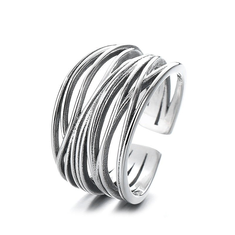 Winding Lines Ring – 925 Sterling Silver | Elegant Jewelry by Drop Charm