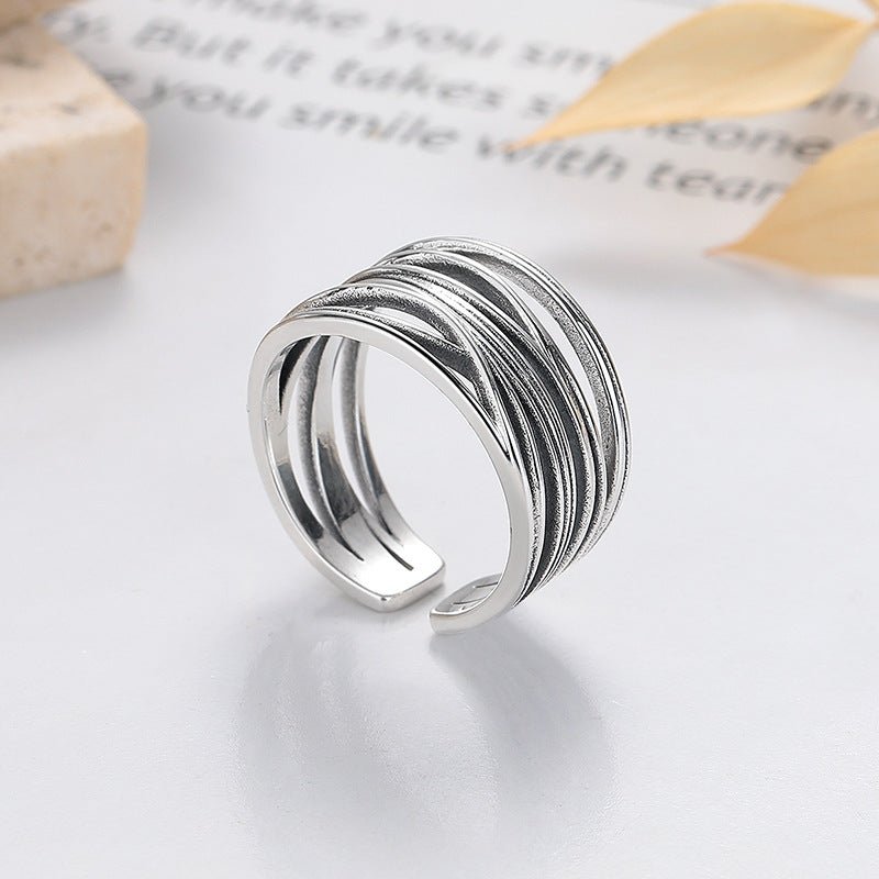 Winding Lines Ring – 925 Sterling Silver | Elegant Jewelry by Drop Charm