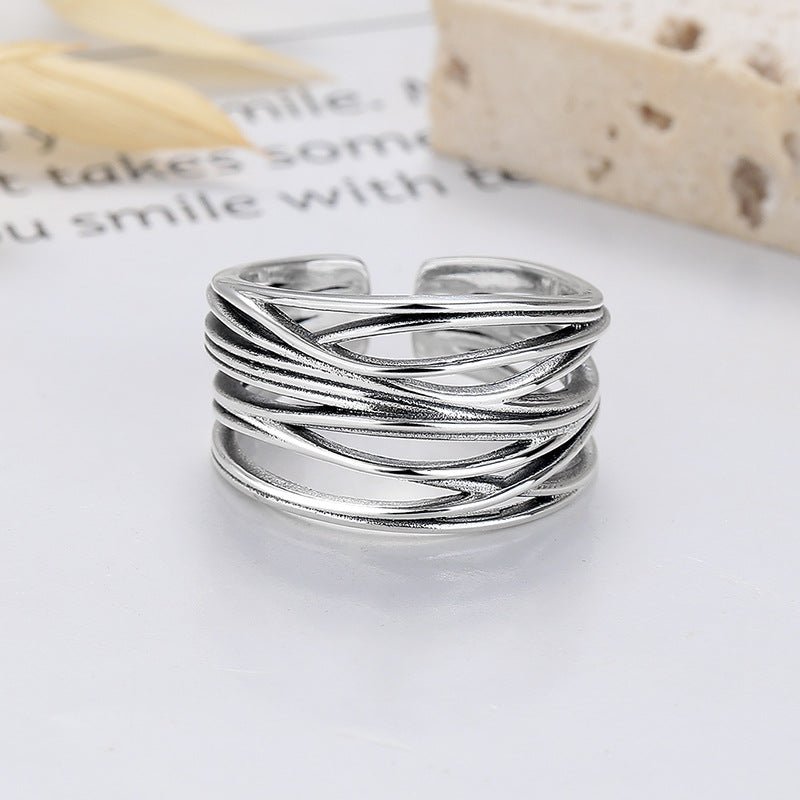 Winding Lines Ring – 925 Sterling Silver | Elegant Jewelry by Drop Charm